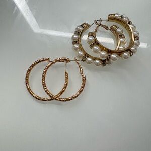 Elegant Gold and Pearl Hoop Earrings